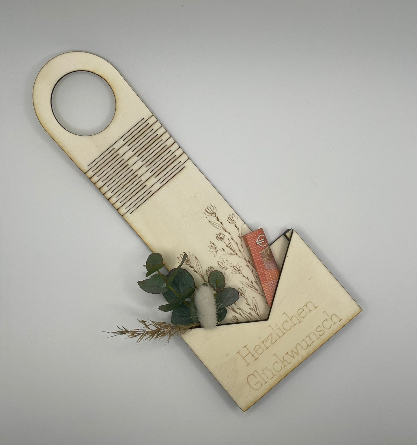 🍷 Flaschenanhänger mit Geldfach – „Herzlichen Glückwunsch“ Edition 🎉💶