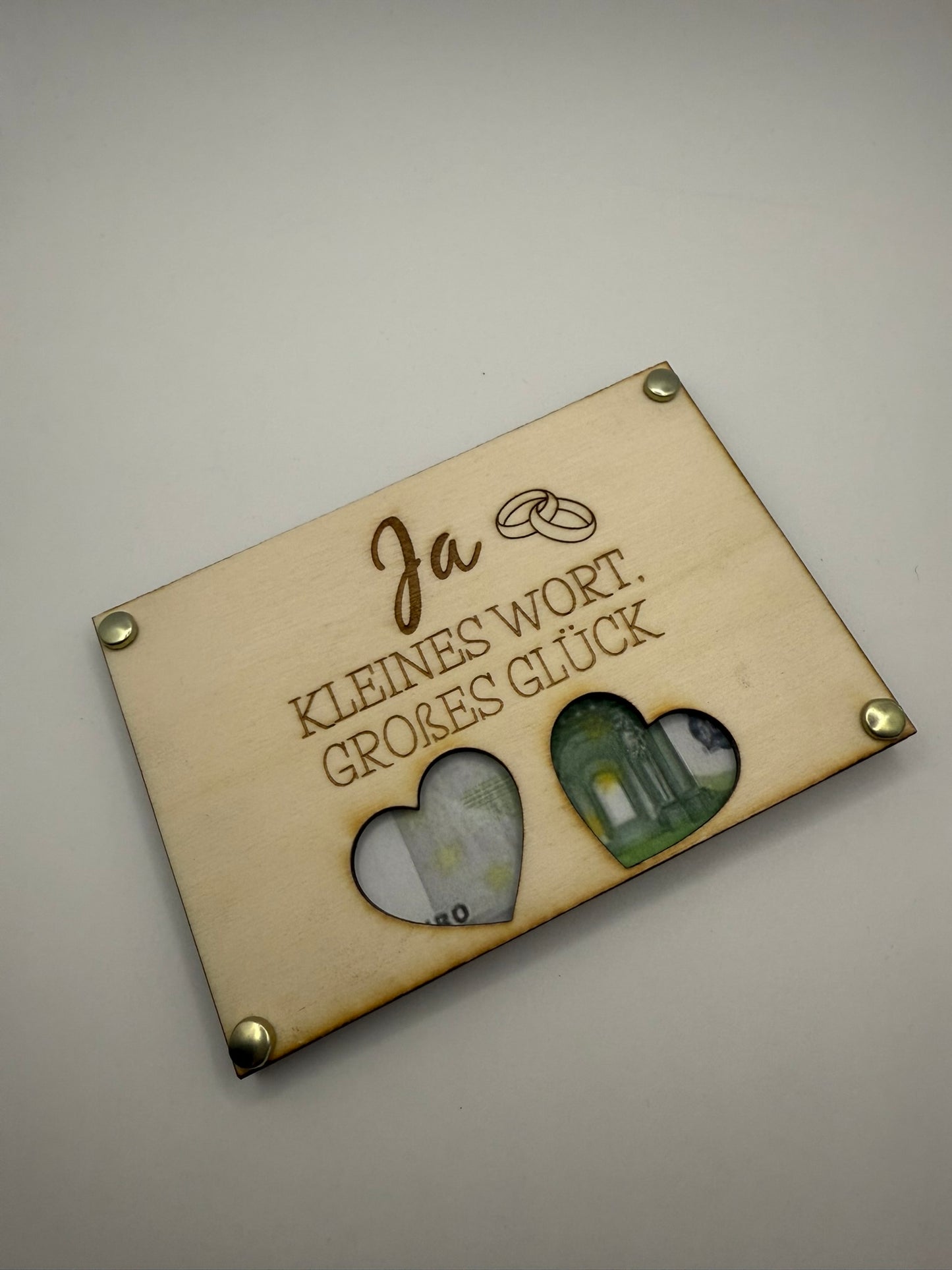 Holzkarte „Ja – Kleines Wort, großes Glück“ 💍❤️💶