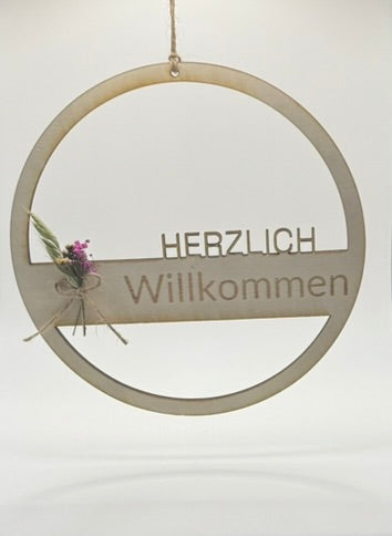 Holzring „Herzlich Willkommen“ 🌸🤍