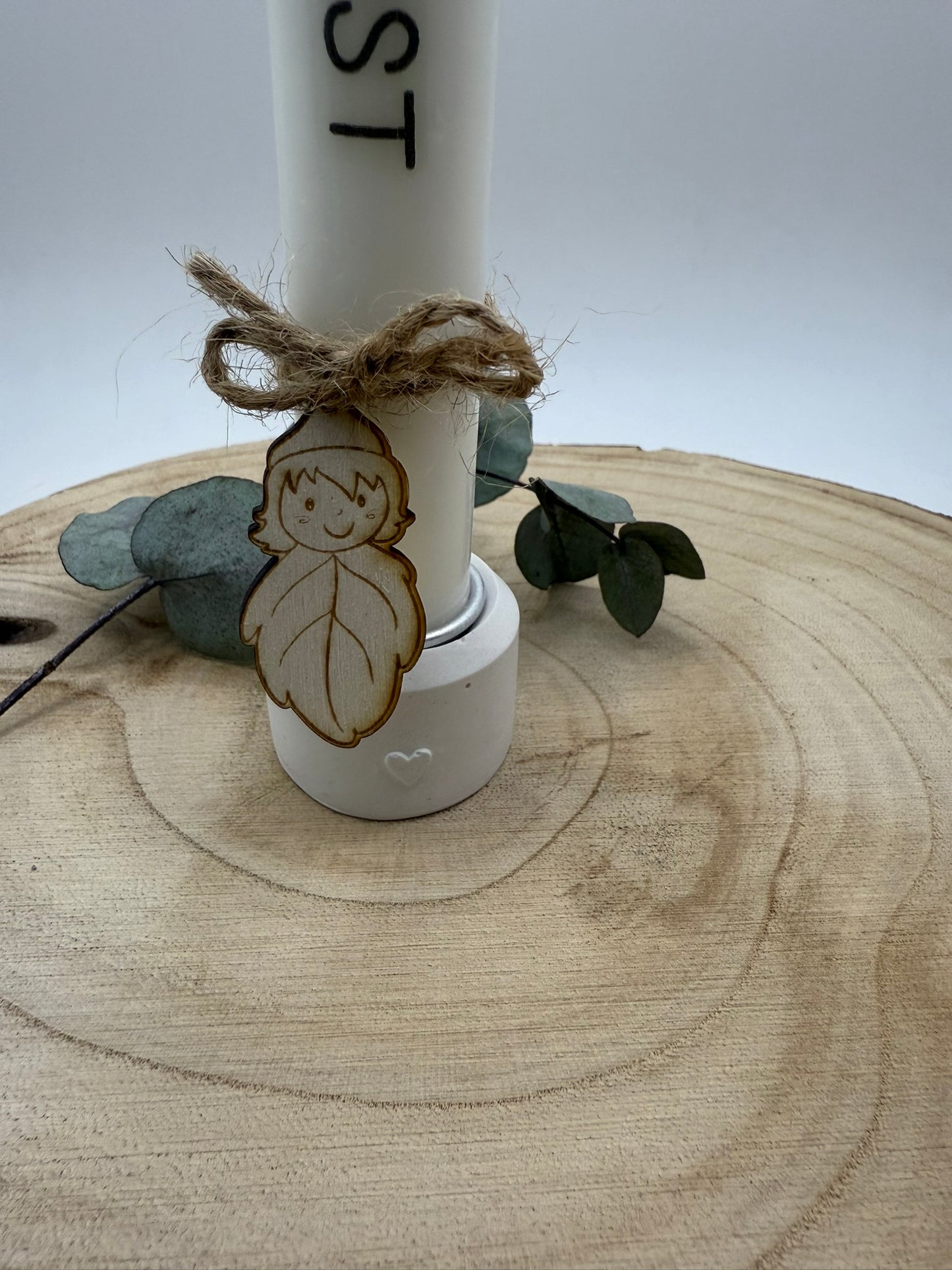 🕯️ Herbstkerze „Bunter Herbst“ mit Holzanhänger 🍂🌿