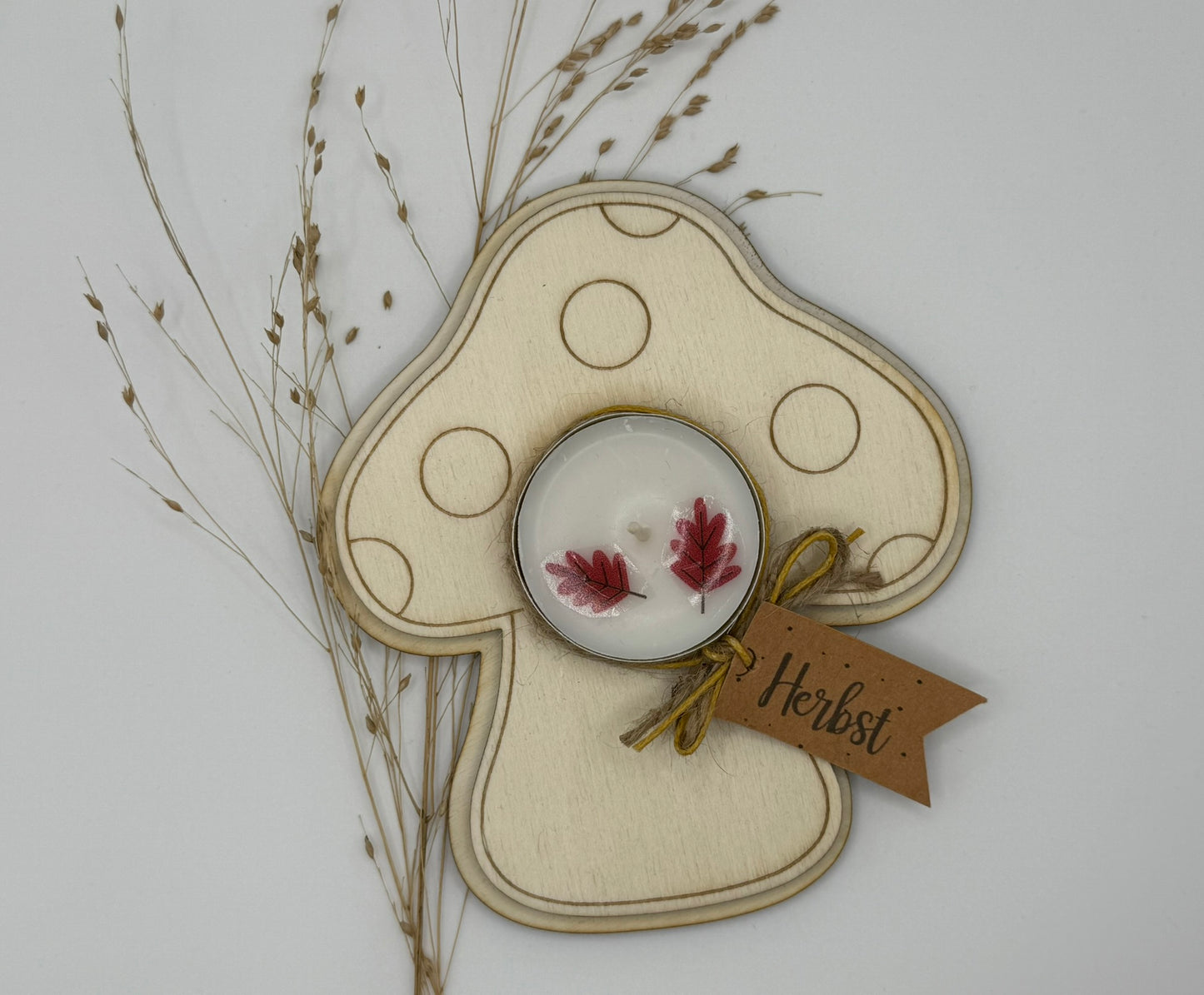 🍄 Teelichthalter „Herbstpilz“ mit Deko-Teelicht 🕯️🍂