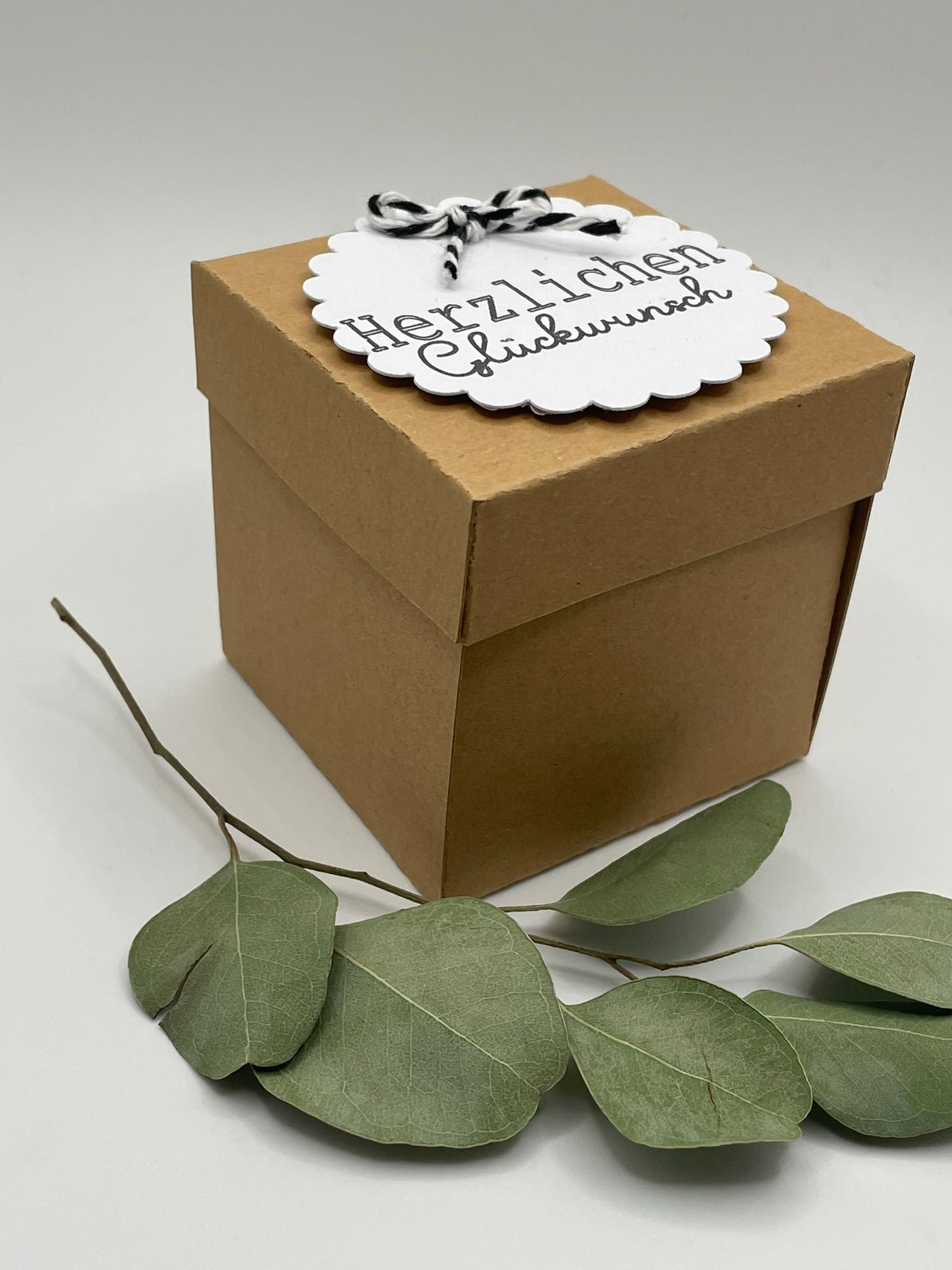 🎁 Explosionsbox „Herzlichen Glückwunsch“ – Mini-Kuchen mit Kerze