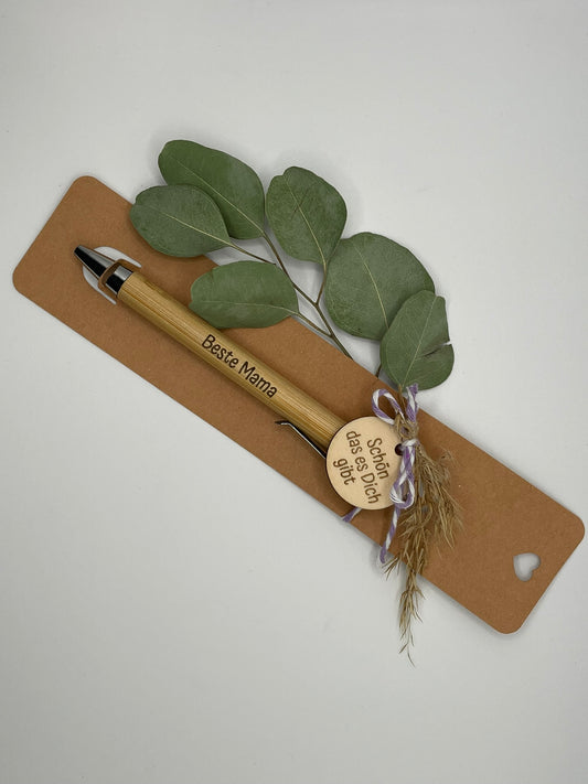 🖊️ Kugelschreiber „Beste Mama“ – mit Gravur & Geschenkanhänger 💐❤️