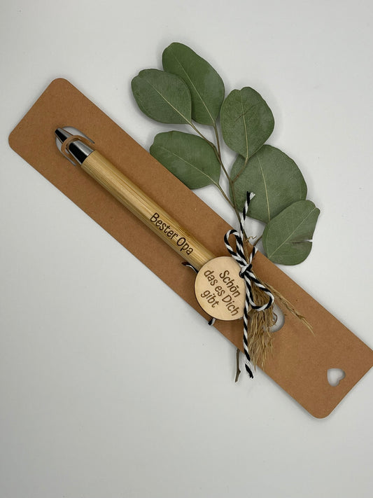 🖊️ Kugelschreiber „Bester Opa“ – mit Gravur & Geschenkanhänger 💛👴