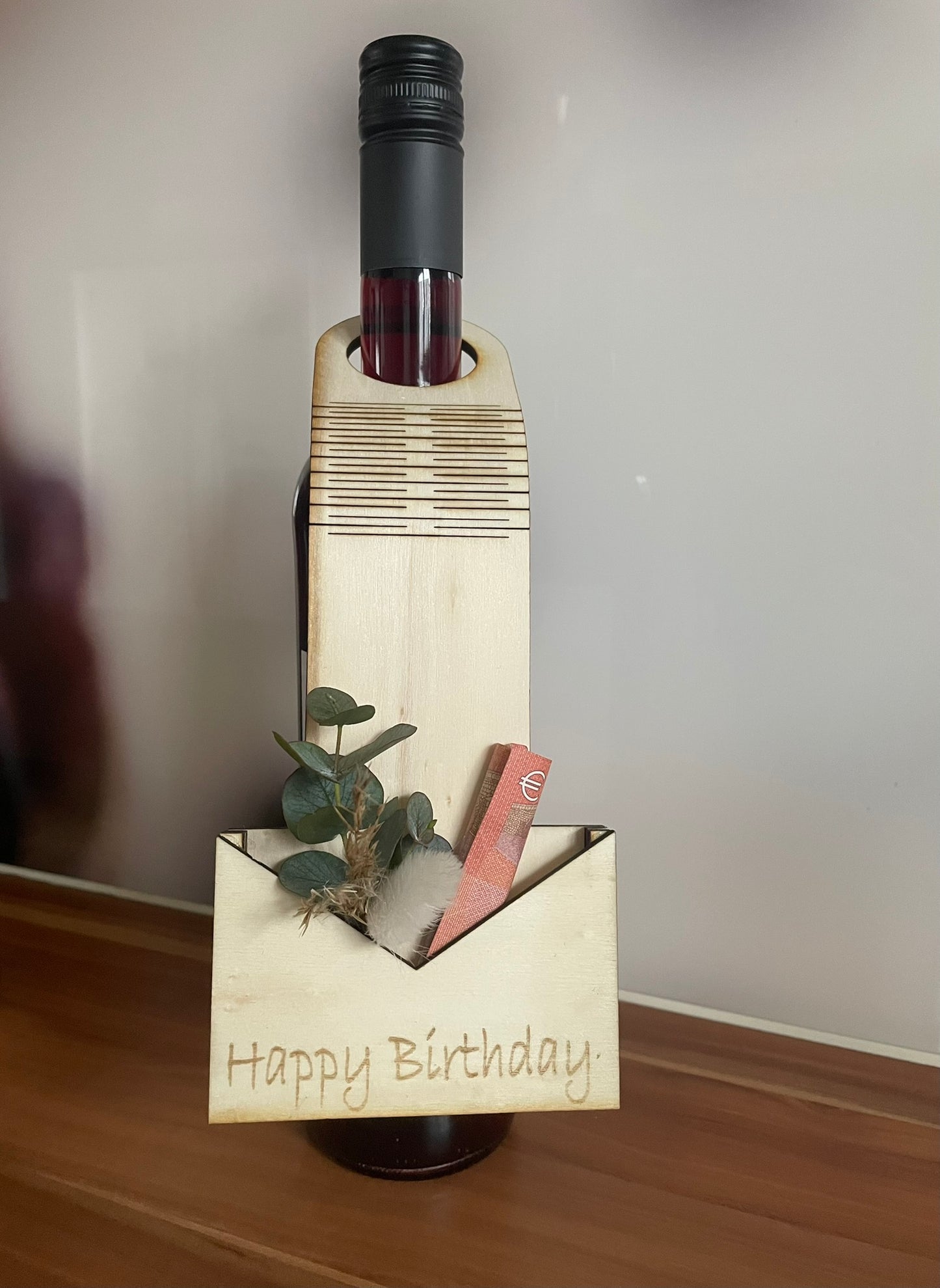 🍷 Flaschenanhänger mit Geldfach – Happy Birthday Edition 🎉💶