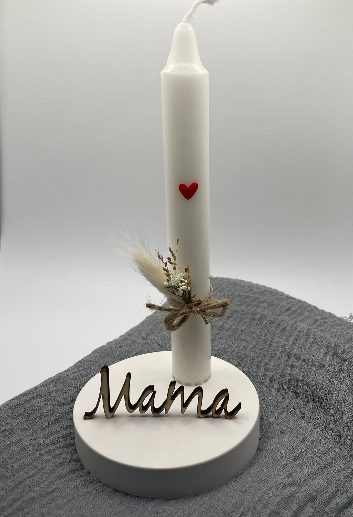 🕯️ Kerzenhalter „Mama mit Herz“ – liebevolles Geschenk 🌸