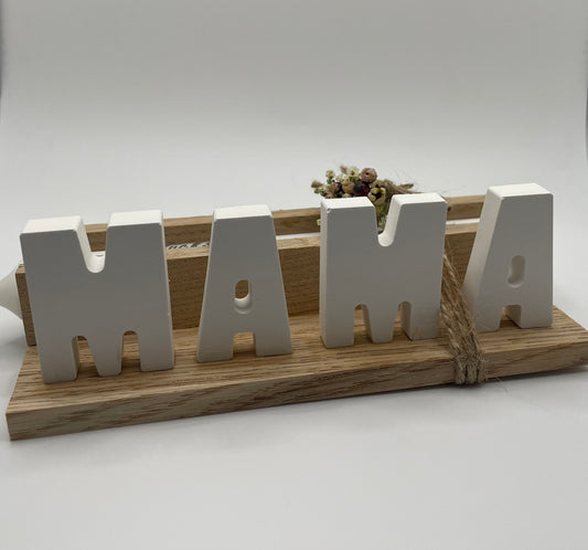 🌸 Dekoelement „MAMA“ aus Gips – Liebe in Buchstaben 💖