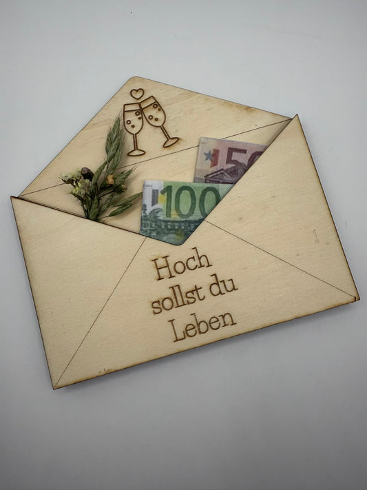 Holzumschlag „Hoch sollst du leben“ 🥂💌🌿