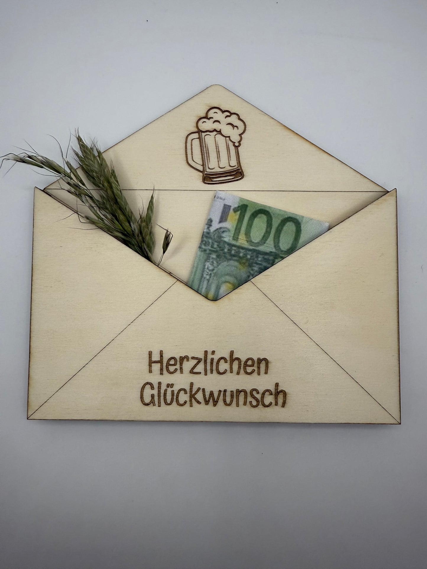 Holzumschlag „Herzlichen Glückwunsch“ mit Bierkrug 🍺🎉