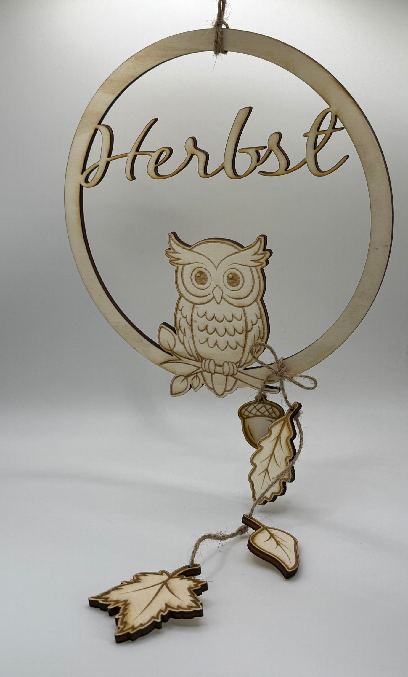 🦉 Holz-Dekoring „Herbst mit Eule“ 🍂