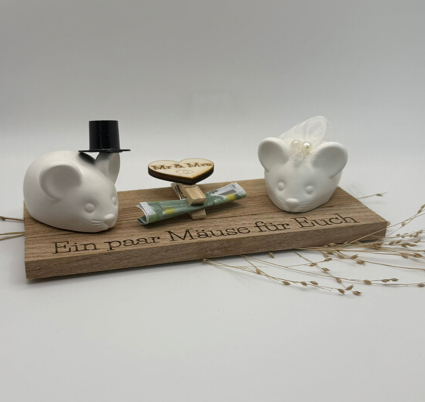 "Ein paar Mäuse für Euch" – Geldgeschenk zur Hochzeit mit Deko-Mäusen 🐭💍