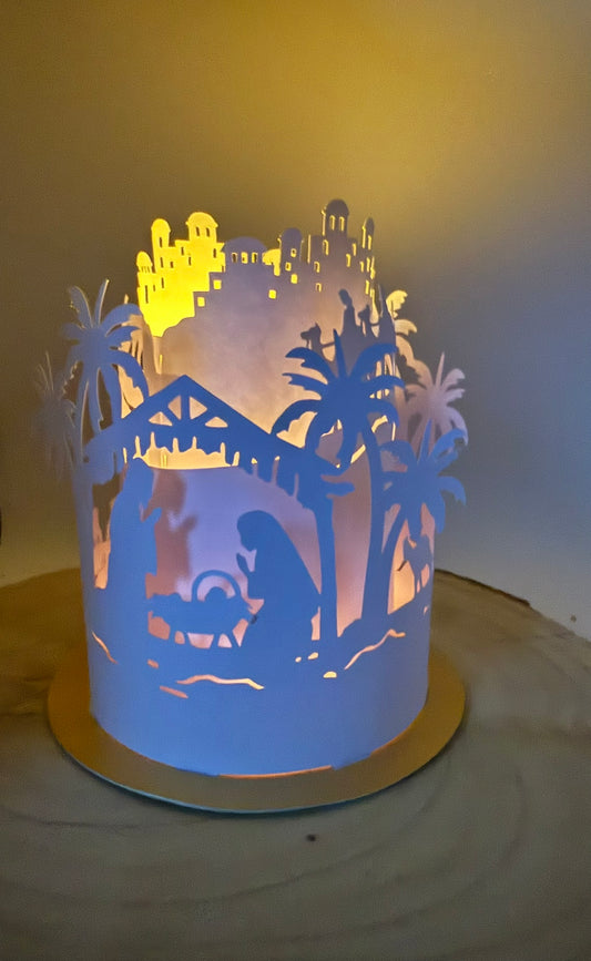 Lichtkrippe „Heilige Nacht“ – Weihnachts-Dekoration aus Papier mit LED-Effekt ✨