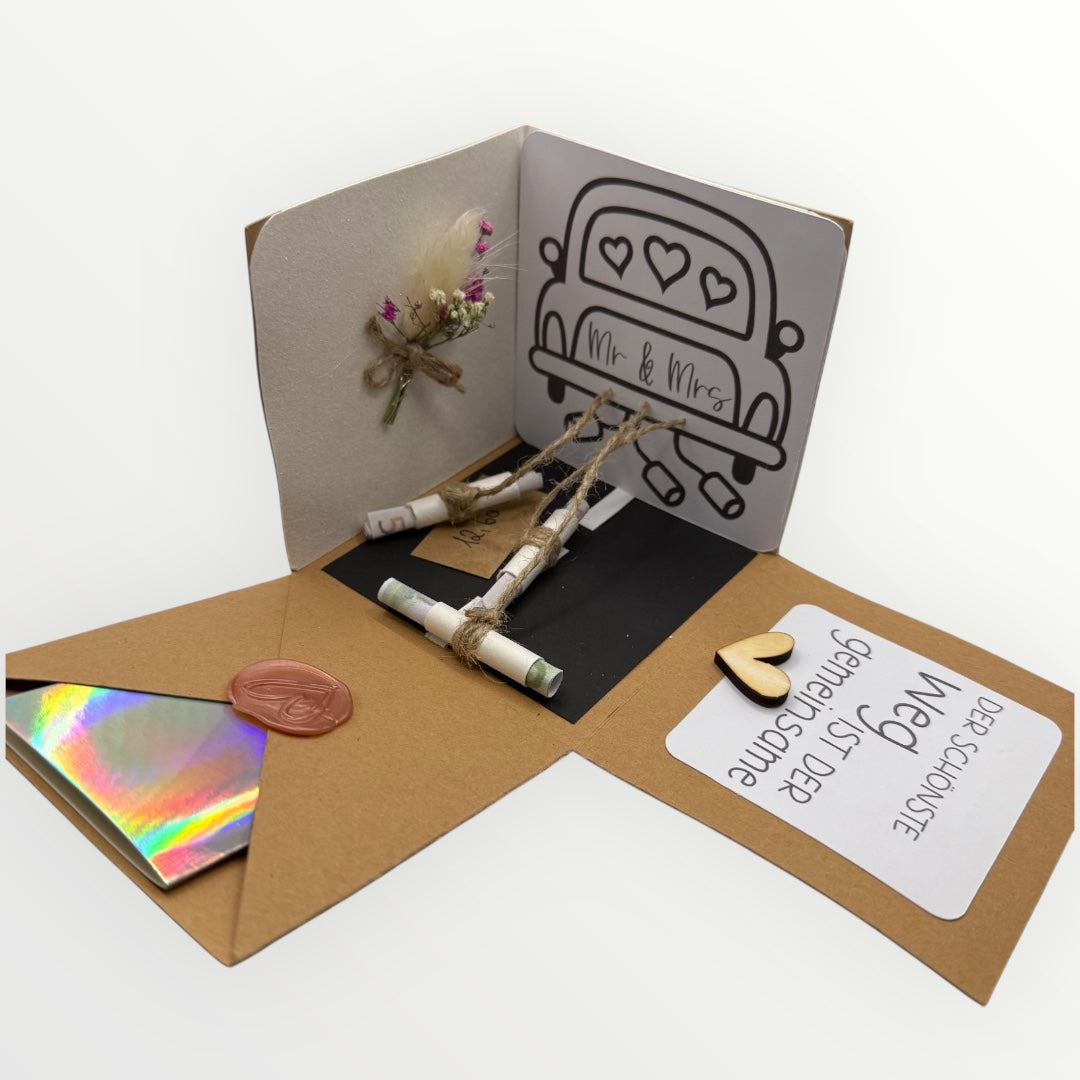 🚗  „Explosionsbox Hochzeit – Auf ins Glück“