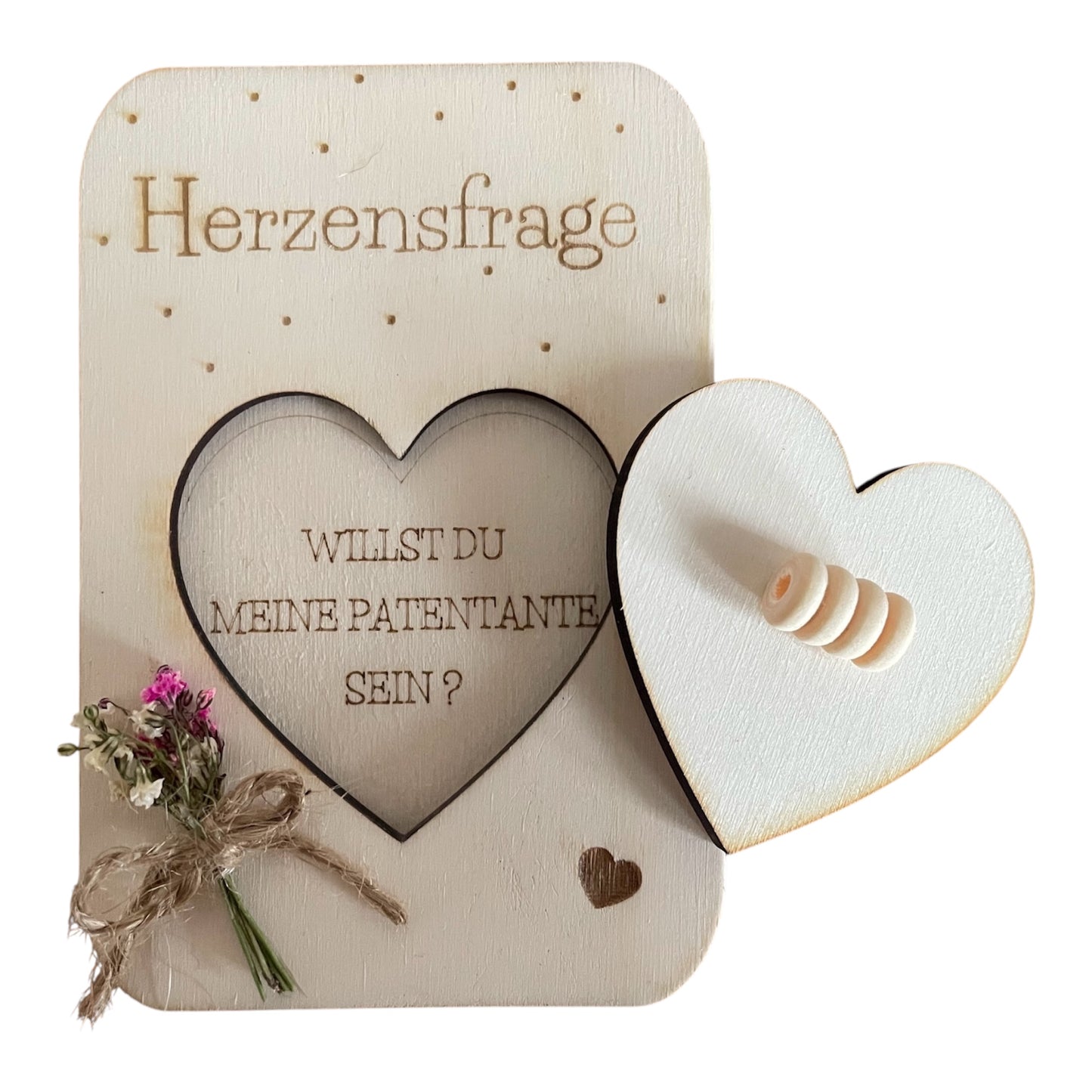 „Herzensfrage aus Holz – Willst du meine Patentante sein?“