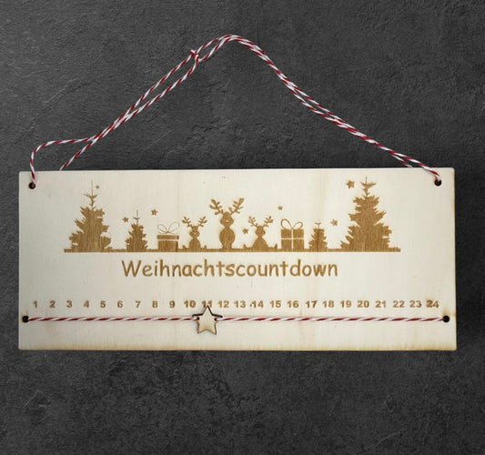 Weihnachtscountdown Holztafel – Adventskalender zum Verschieben 🎅✨